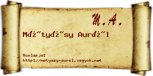 Mátyásy Aurél névjegykártya